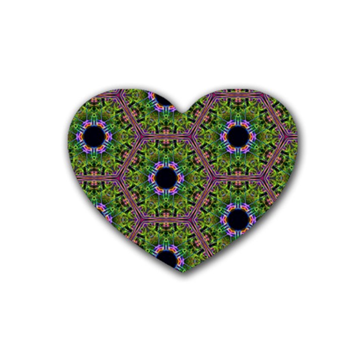 Repeated Geometric Circle Kaleidoscope Rubber Coaster (Heart) 