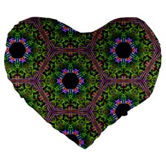 Repeated Geometric Circle Kaleidoscope Large 19  Premium Heart Shape Cushions