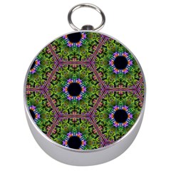 Repeated Geometric Circle Kaleidoscope Silver Compasses by canvasngiftshop