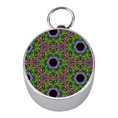 Repeated Geometric Circle Kaleidoscope Mini Silver Compasses