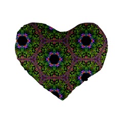 Repeated Geometric Circle Kaleidoscope Standard 16  Premium Flano Heart Shape Cushions