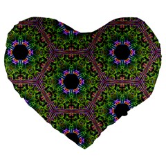 Repeated Geometric Circle Kaleidoscope Large 19  Premium Flano Heart Shape Cushions by canvasngiftshop