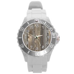 Wood Fence Round Plastic Sport Watch (l) by trendistuff