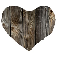 Wood Fence Large 19  Premium Flano Heart Shape Cushions