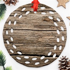 Weathered Wood Round Filigree Ornament (2side)