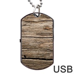 Weathered Wood Dog Tag Usb Flash (two Sides) 