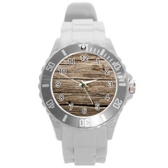 Weathered Wood Round Plastic Sport Watch (l)