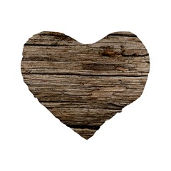 Weathered Wood Standard 16  Premium Heart Shape Cushions