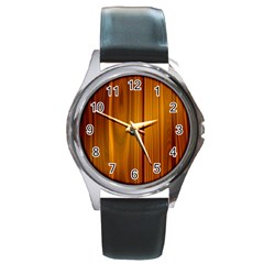 Shiny Striated Panel Round Metal Watches by trendistuff