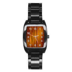 Shiny Striated Panel Stainless Steel Barrel Watch by trendistuff