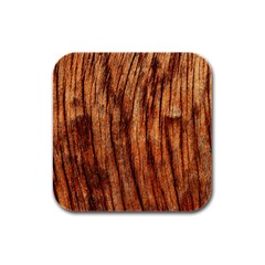 Old Brown Weathered Wood Rubber Square Coaster (4 Pack)  by trendistuff