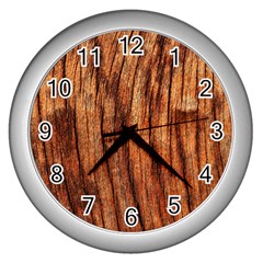 Old Brown Weathered Wood Wall Clocks (silver) 