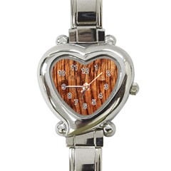 Old Brown Weathered Wood Heart Italian Charm Watch