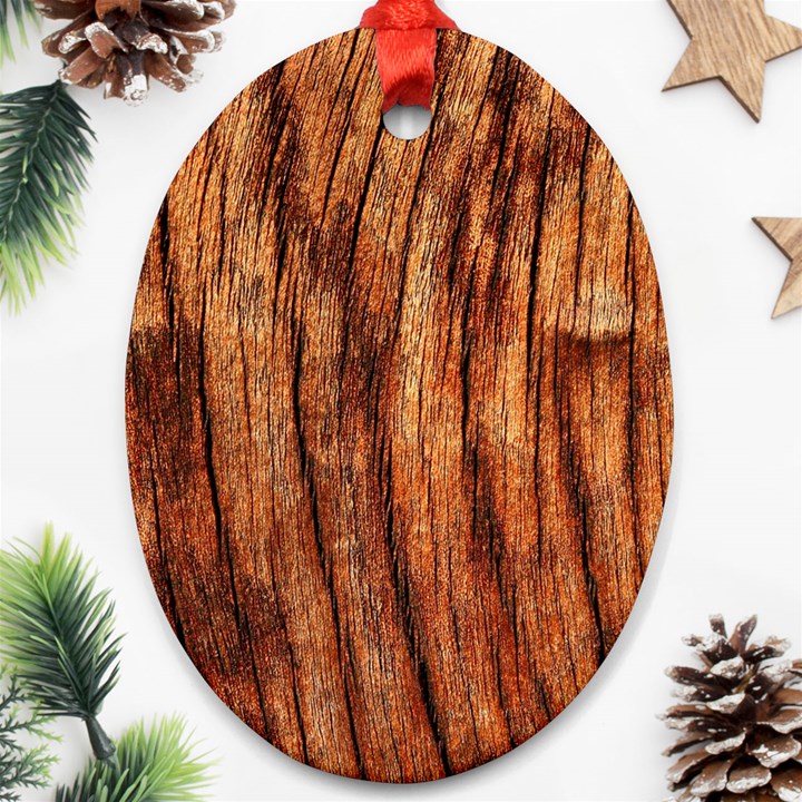 OLD BROWN WEATHERED WOOD Oval Ornament (Two Sides)