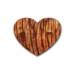 Old Brown Weathered Wood Rubber Coaster (heart) 