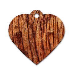 Old Brown Weathered Wood Dog Tag Heart (one Side)