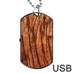 Old Brown Weathered Wood Dog Tag Usb Flash (two Sides) 