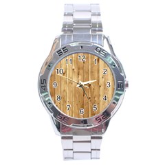 Light Wood Fence Stainless Steel Men s Watch by trendistuff