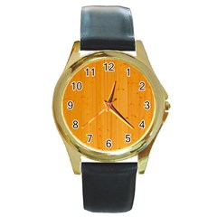 Honey Maple Round Gold Metal Watches