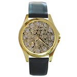 GREY TREE BARK Round Gold Metal Watches