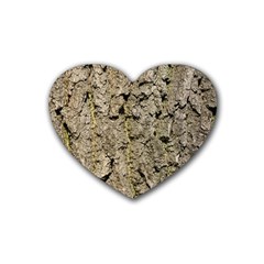 Grey Tree Bark Rubber Coaster (heart)  by trendistuff