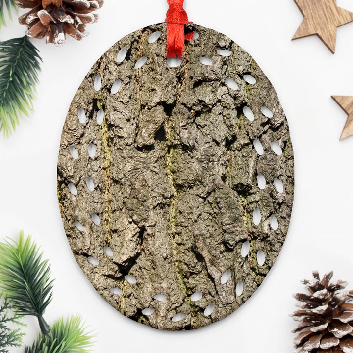 GREY TREE BARK Oval Filigree Ornament (2-Side) 