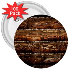 Dark Stained Wood Wall 3  Buttons (100 Pack) 