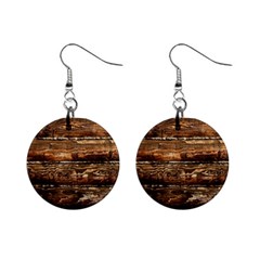 Dark Stained Wood Wall Mini Button Earrings by trendistuff