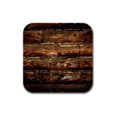 Dark Stained Wood Wall Rubber Square Coaster (4 Pack) 