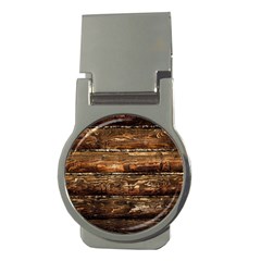 Dark Stained Wood Wall Money Clips (round) 