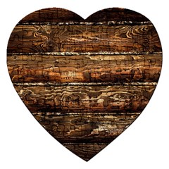 Dark Stained Wood Wall Jigsaw Puzzle (heart) by trendistuff