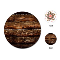 Dark Stained Wood Wall Playing Cards (round)  by trendistuff