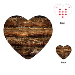 Dark Stained Wood Wall Playing Cards (heart) 