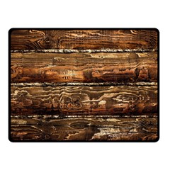 Dark Stained Wood Wall Fleece Blanket (small)