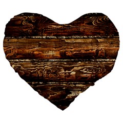 Dark Stained Wood Wall Large 19  Premium Heart Shape Cushions by trendistuff