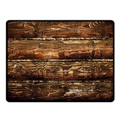 Dark Stained Wood Wall Double Sided Fleece Blanket (small)  by trendistuff