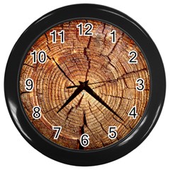 Cross Section Of An Old Tree Wall Clocks (black)