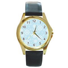 Frosty Round Gold Metal Watches