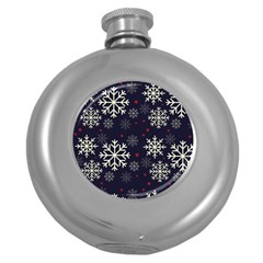 Snowflake Round Hip Flask (5 Oz) by Kathrinlegg