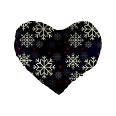 Snowflake Standard 16  Premium Flano Heart Shape Cushions by Kathrinlegg