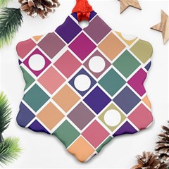 Dots And Squares Snowflake Ornament (2-side) by Kathrinlegg