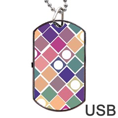 Dots And Squares Dog Tag Usb Flash (two Sides)  by Kathrinlegg