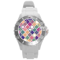 Dots And Squares Round Plastic Sport Watch (l)