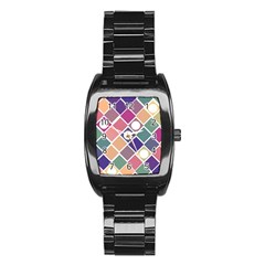 Dots And Squares Stainless Steel Barrel Watch by Kathrinlegg