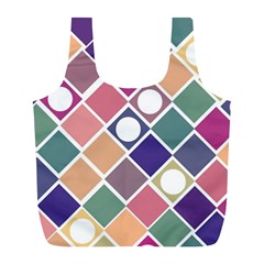 Dots And Squares Full Print Recycle Bags (l)  by Kathrinlegg