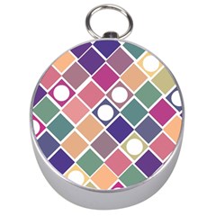 Dots And Squares Silver Compasses by Kathrinlegg