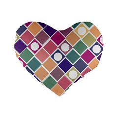 Dots And Squares Standard 16  Premium Flano Heart Shape Cushions by Kathrinlegg