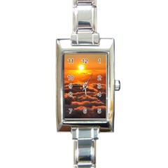 Sunset Over Clouds Rectangle Italian Charm Watches by trendistuff