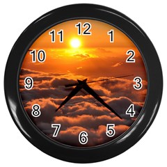 Sunset Over Clouds Wall Clocks (black) by trendistuff