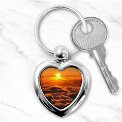 Sunset Over Clouds Key Chains (heart) 